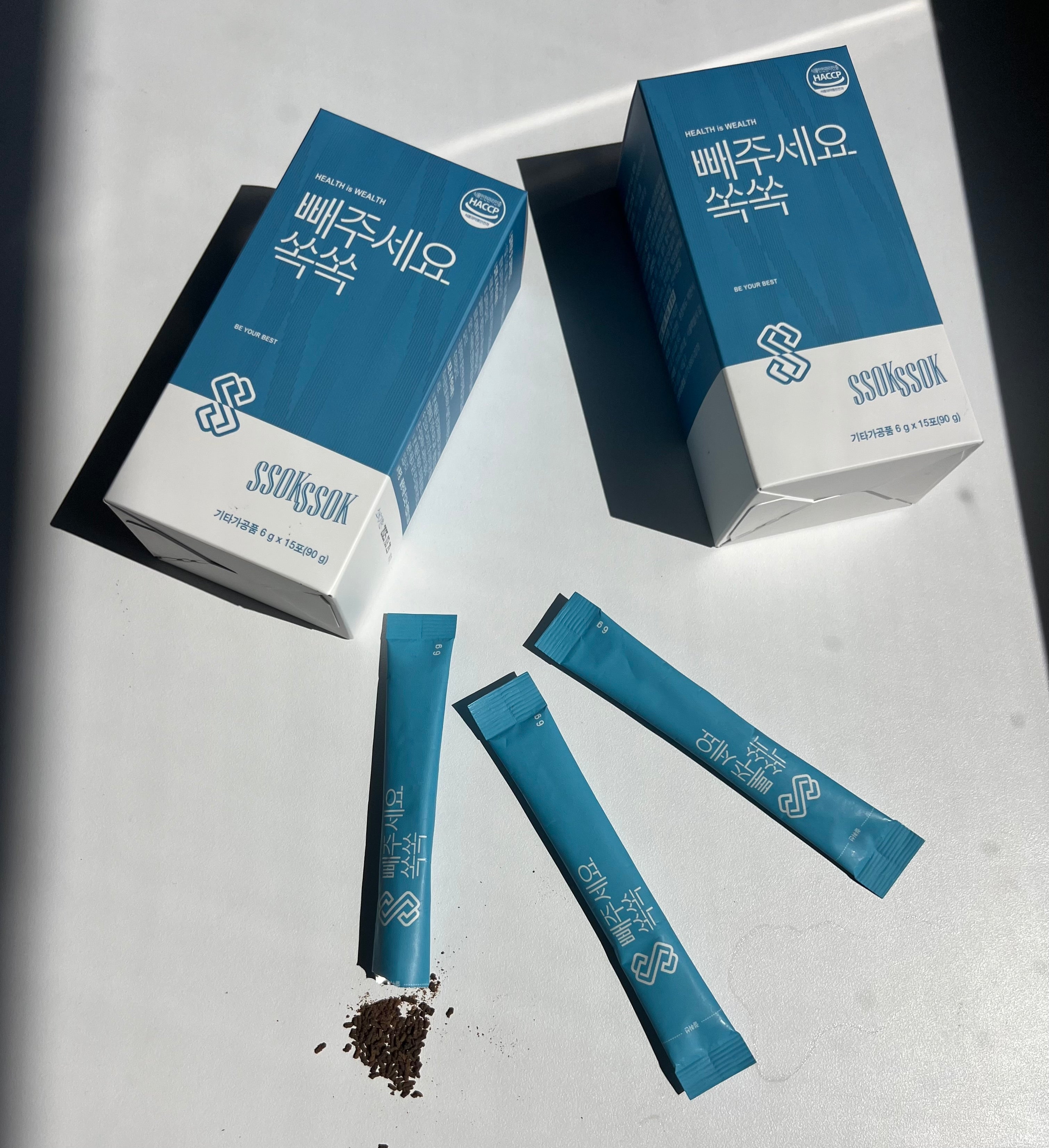 Ssok Ssok Fermented Psyllium Husk/Dietary Fiber 빼주세요 쏙쏙 발효 차전자피 식이섬유 쾌변 디톡스 [2Boxes/6gx60 Sticks]