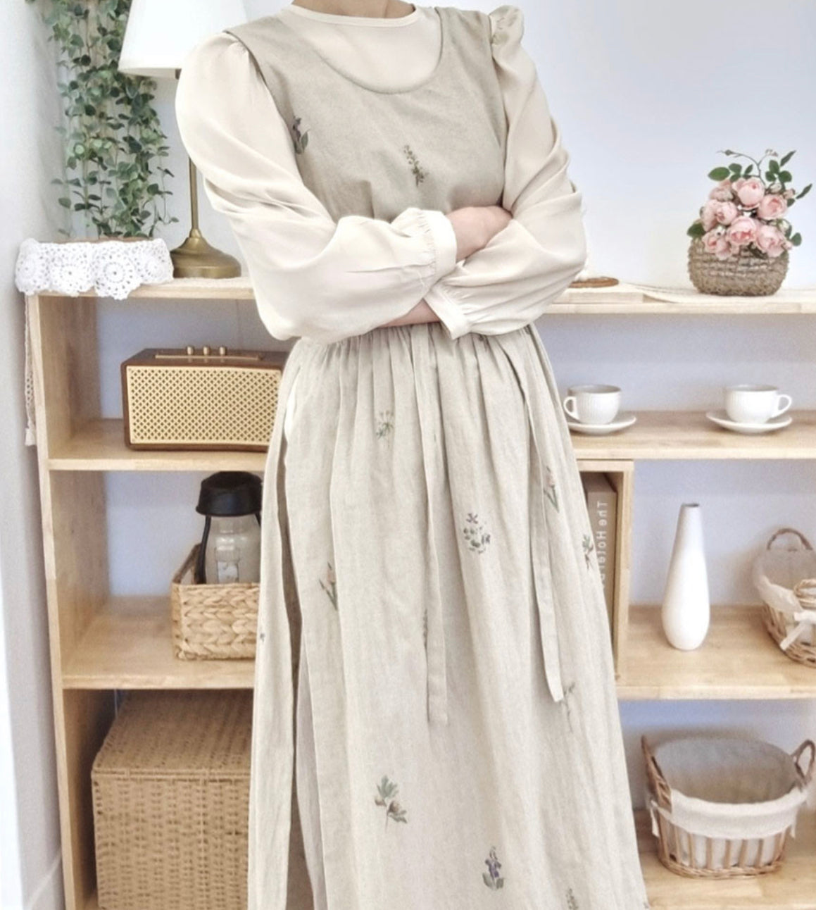 Handmade Linen Dress Wrap Apron 롱 린넨 원피스 랩앞치마 100% 한국소재 & 한국수제 제작