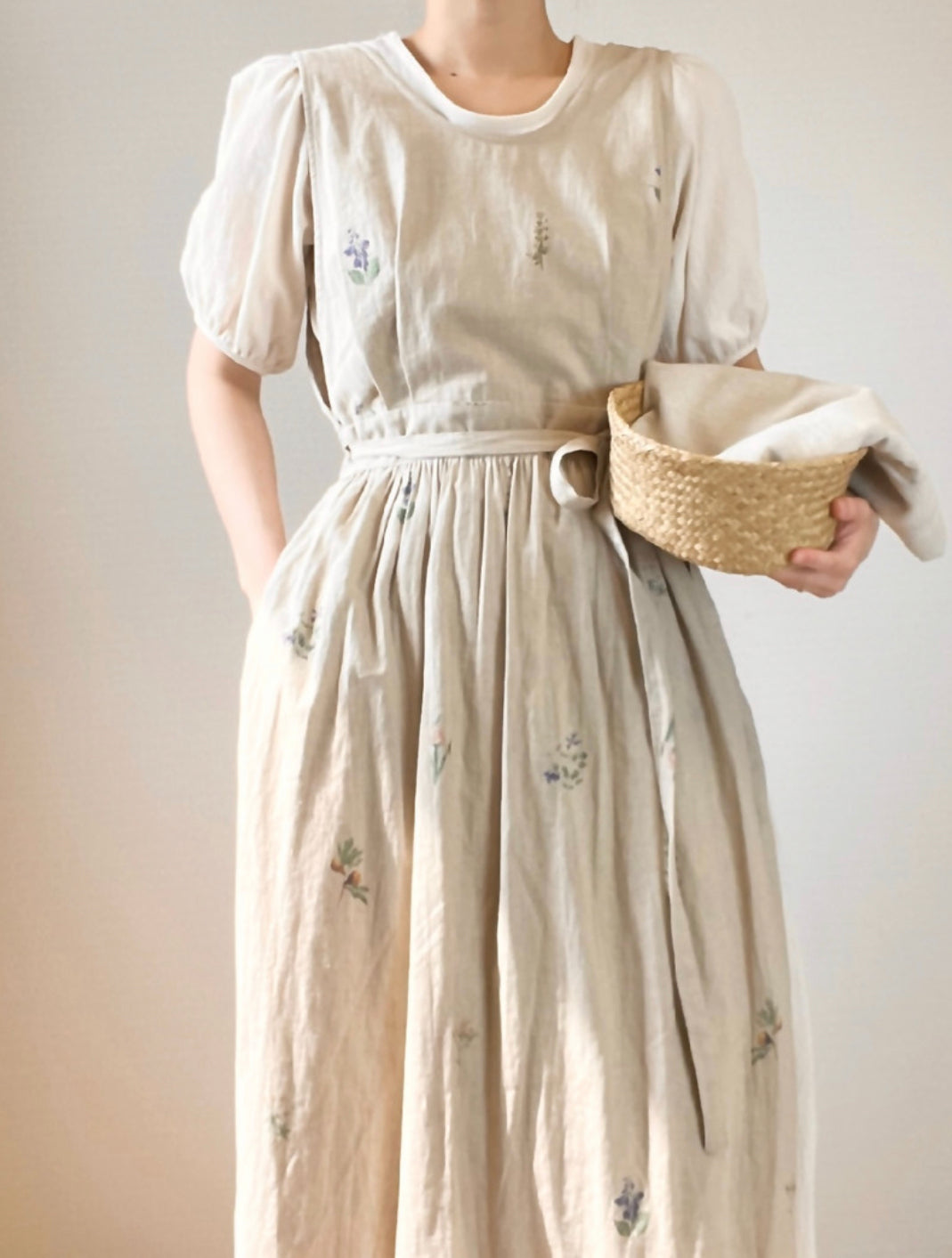 Handmade Linen Dress Wrap Apron 롱 린넨 원피스 랩앞치마 100% 한국소재 & 한국수제 제작