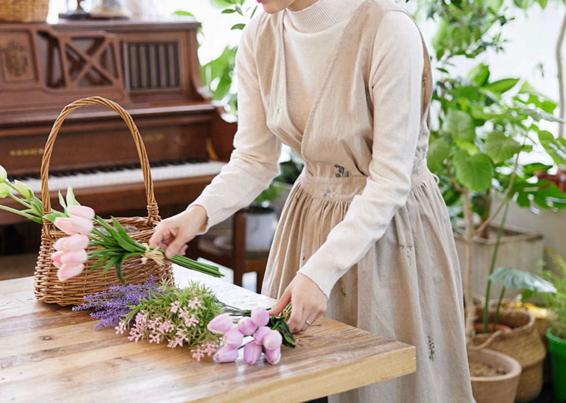 Handmade Linen Dress Wrap Apron 롱 린넨 원피스 랩앞치마 100% 한국소재 & 한국수제 제작